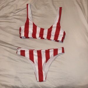Red striped bikini
